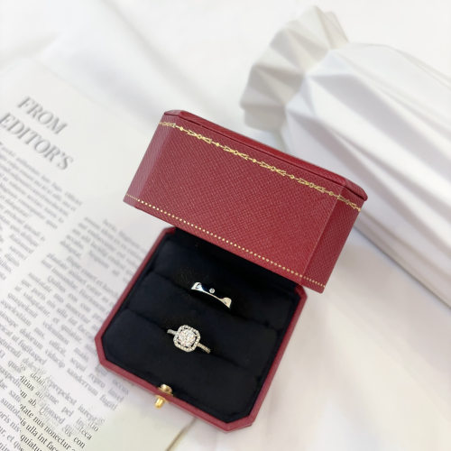 一克拉方钻结婚仿真钻戒婚礼仪式假对戒方形活口可调节婚戒道具 - 图1
