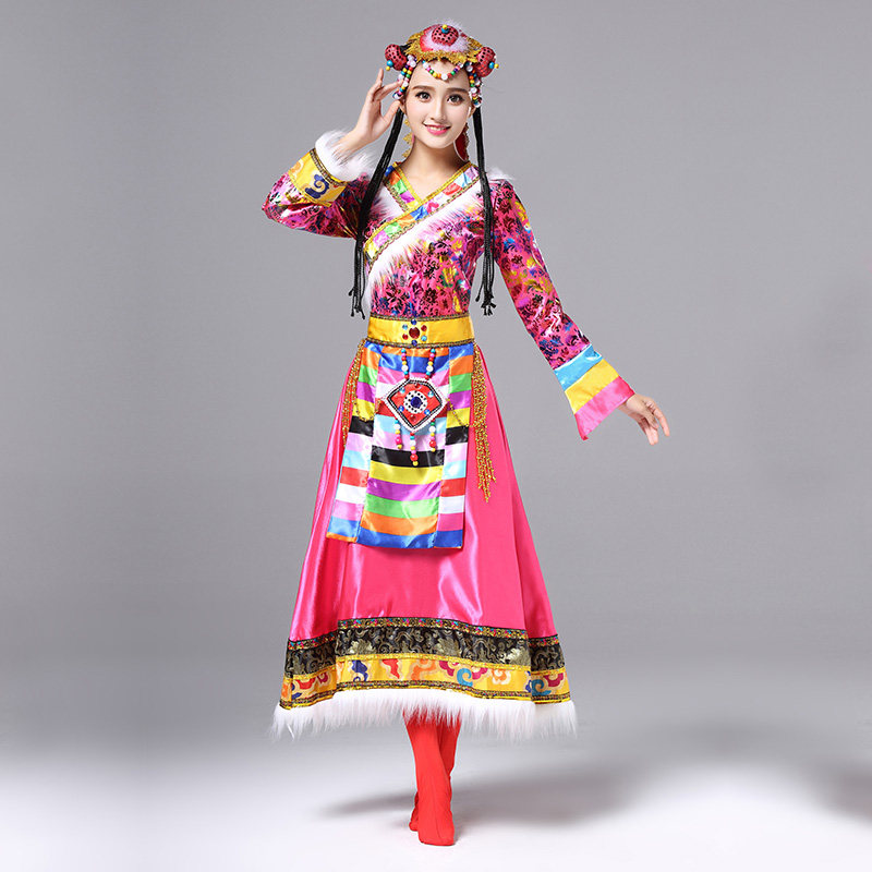 藏族舞蹈演出服装女新款卓玛表演服 妙苒荟民族服装/舞台装