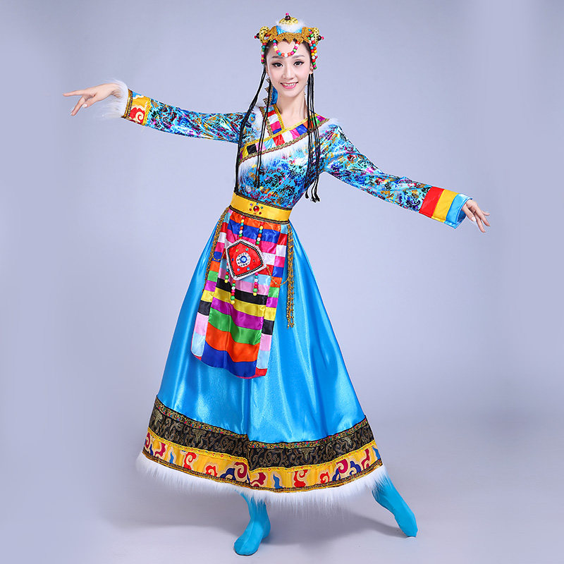 藏族舞蹈演出服装女新款卓玛表演服 妙苒荟民族服装/舞台装