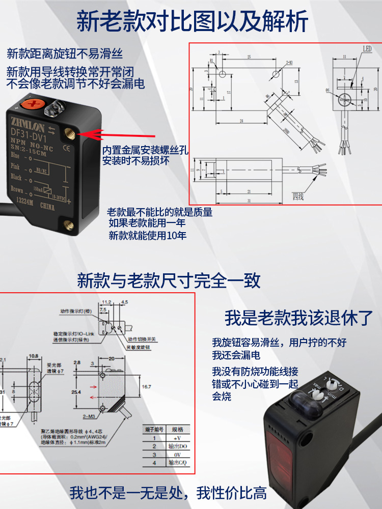 24V红外线漫反射光电开关E3Z-D61三线D62D81接近感应D18传感器D82 - 图0