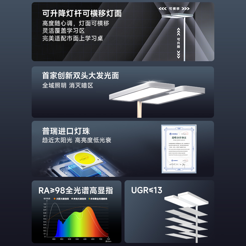 木林森照明全光谱可升降落地护眼灯立式大路灯儿童学习阅读台灯 - 图1