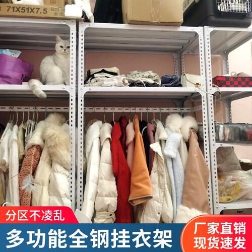 角钢铁板衣柜货架自制 家用出租房收纳晾衣架置物架衣架 简易衣柜 - 图2