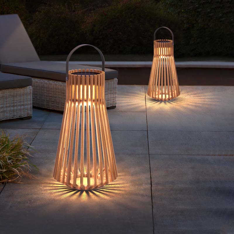 太阳能户外灯庭院花园别墅草坪灯防水木纹色手提灯室外露台氛围灯 - 图2