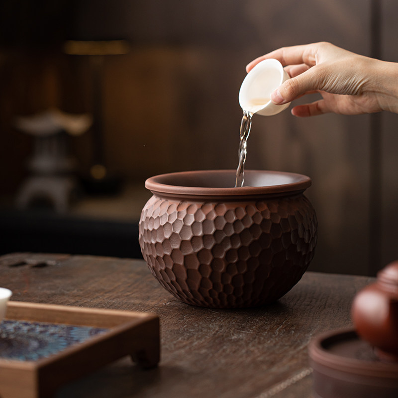 高端紫陶建水陶瓷茶渣缸分离水盂废水茶水缸储水桌面干泡台养壶承,淘宝优惠券,粉丝福利购,淘宝优惠卷