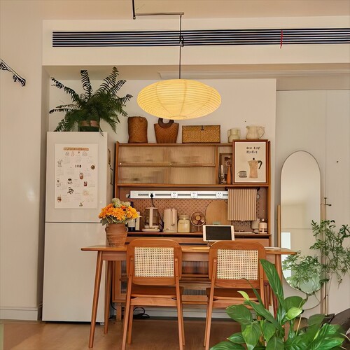 日式侘寂风卧室民宿餐厅咖啡服装店茶室禅意野口勇宣纸灯飞碟吊灯 - 图1