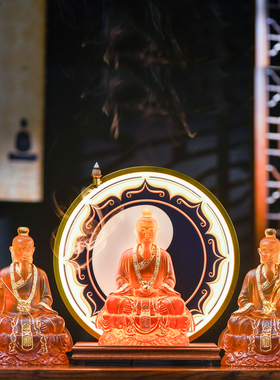 馥钰古风琉璃家用三清神像摆件