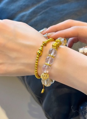 十里间【有财的白水晶】文艺新中式葫芦叠戴天然石手链百搭手串