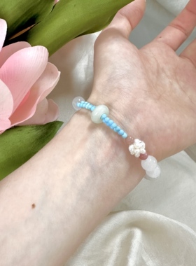 十里间【爆甜】甜美小清新草莓晶手串淡水珍珠叠戴手链