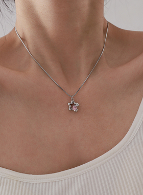 十里间粉锆石花朵项链毛衣链