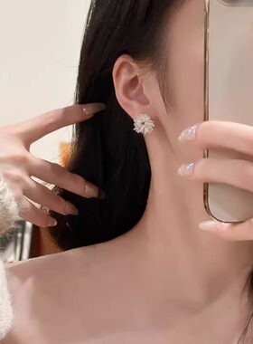 十里间亮晶晶烟花银针耳环耳夹