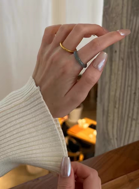 十里间泥鳅背翡翠古法戒指