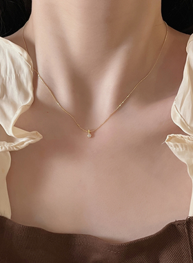 十里间s925银mini锆石项链锁骨链