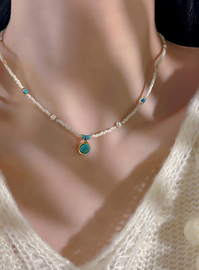 十里间天然石路路通串珠项链