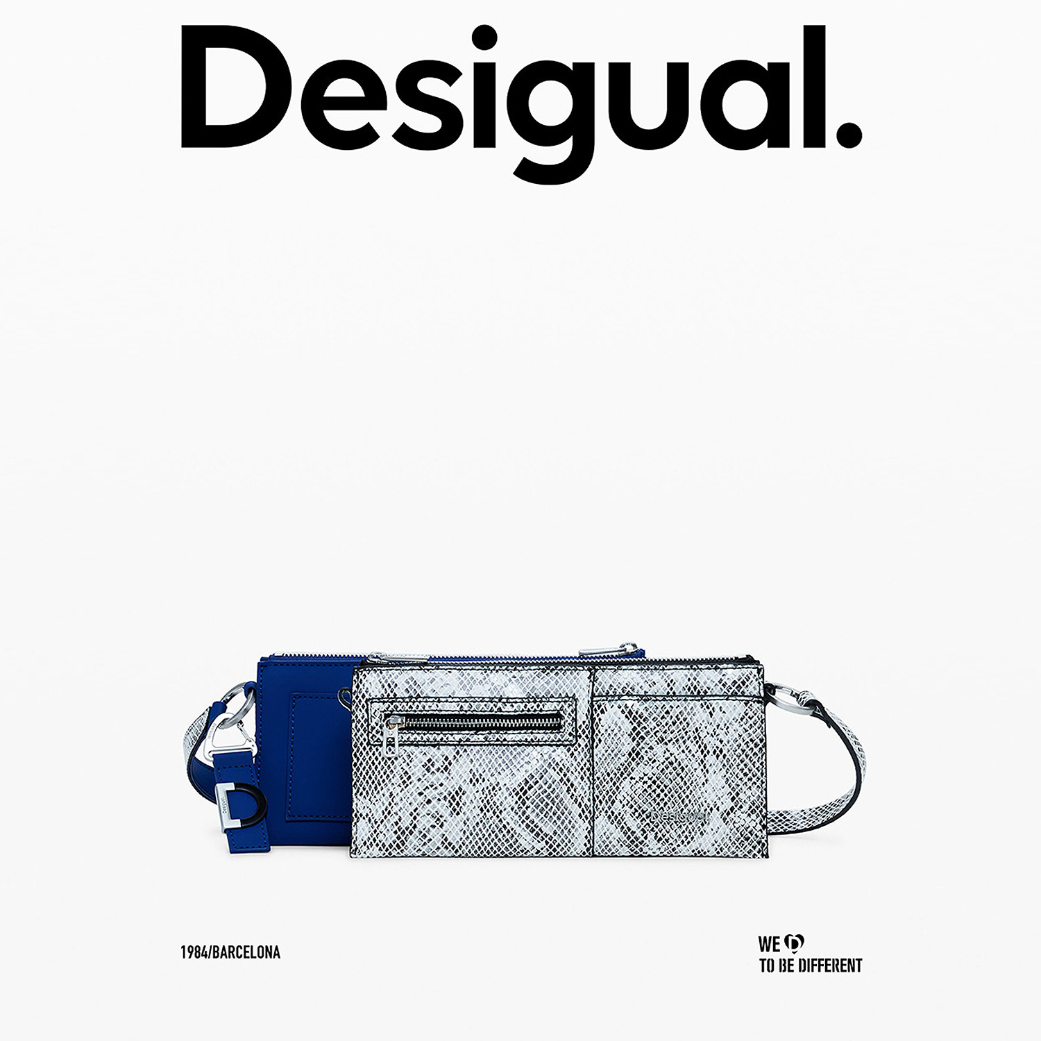 Desigual25秋冬新品蓝色皮革二合一蛇纹单肩手提包,淘宝优惠券,粉丝福利购,淘宝优惠卷