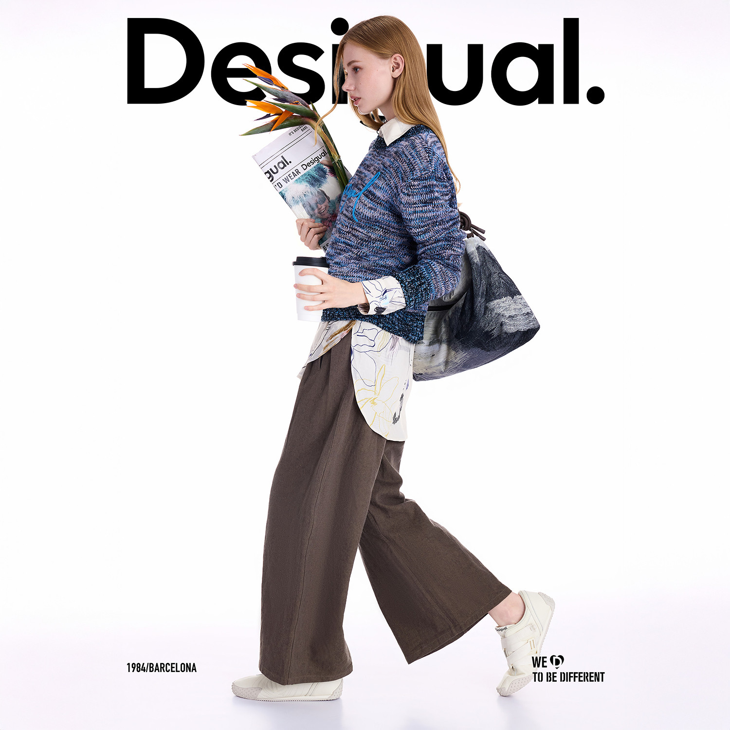 【保暖羊毛混纺】Desigual25秋冬新品宽松混纱盘带绣logo女针织衫,淘宝优惠券,粉丝福利购,淘宝优惠卷