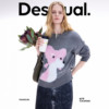 Desigual25 new autumn and winter dog jacquard embroidered heather gray women's sweater