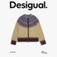 Desigual Blogger's Same Style Fair Isle Stand Collar Women's Knitted Jacket Cardigan Sweater