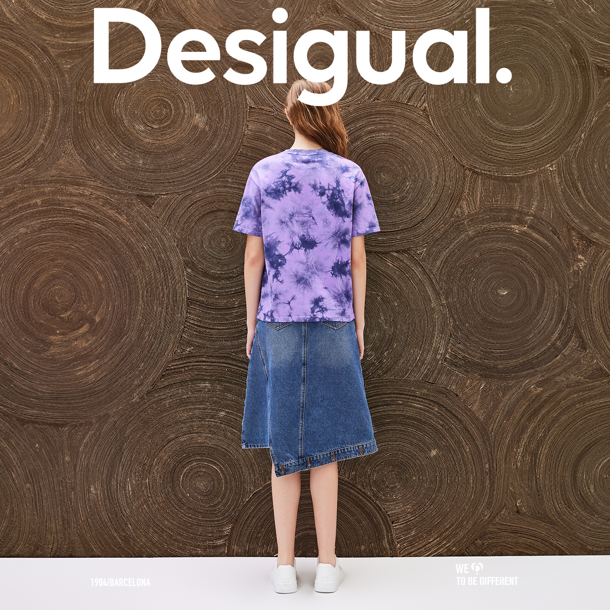 Desigual24春夏新品宽松雪花纹扎染刺绣圆领女式T恤 - 图2