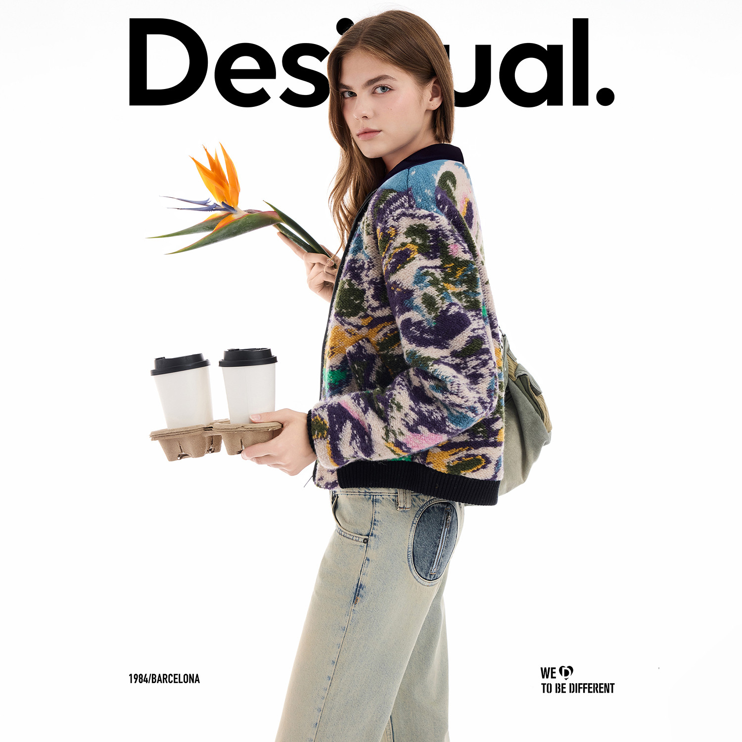 Desigual25秋冬新品提花针织拼接开衫女士外套