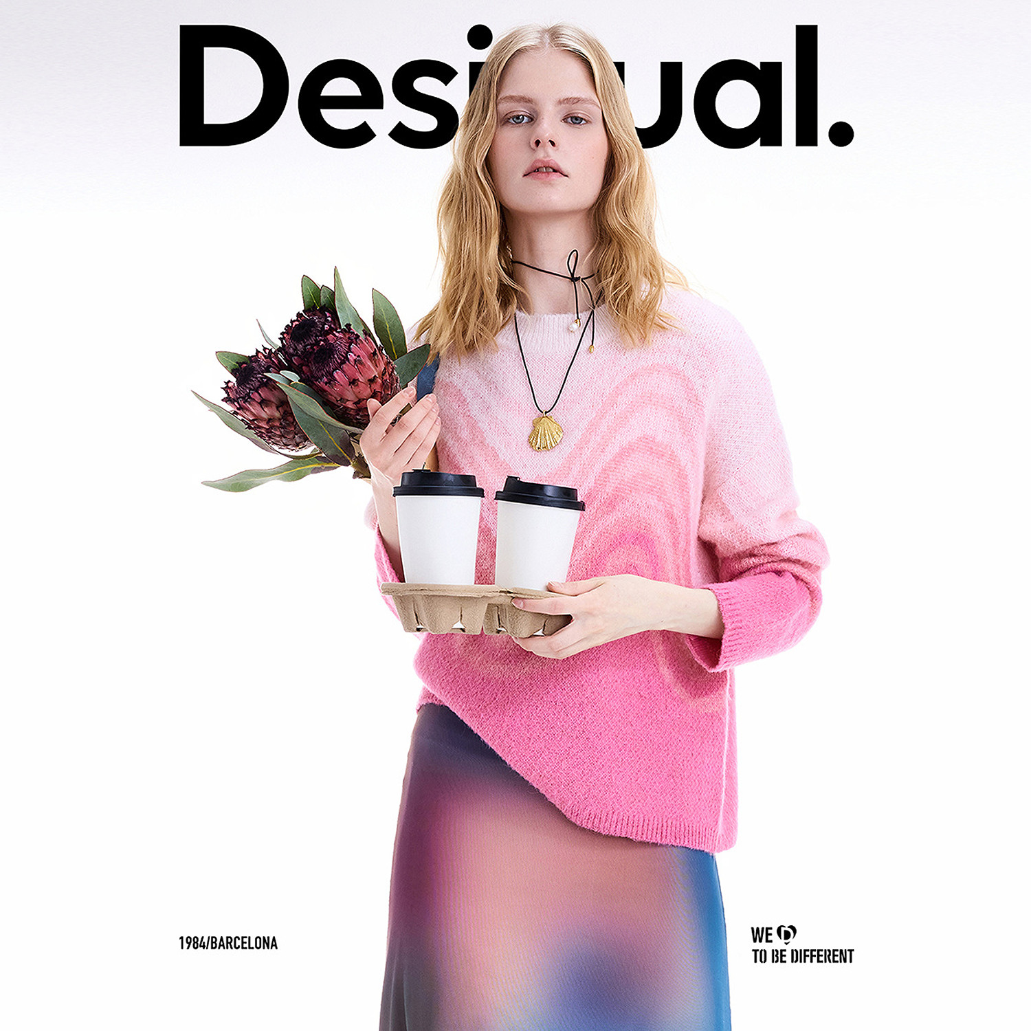 【保暖羊毛混纺】Desigual25秋冬新品波纹提花圆领渐变女士针织衫