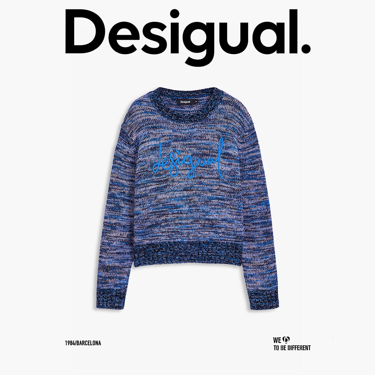 【保暖羊毛混纺】Desigual25秋冬新品宽松混纱盘带绣logo女针织衫,淘宝优惠券,粉丝福利购,淘宝优惠卷