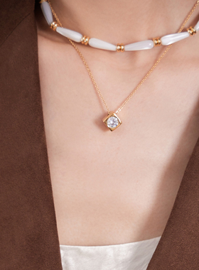 说话公园立体方形项链不锈钢