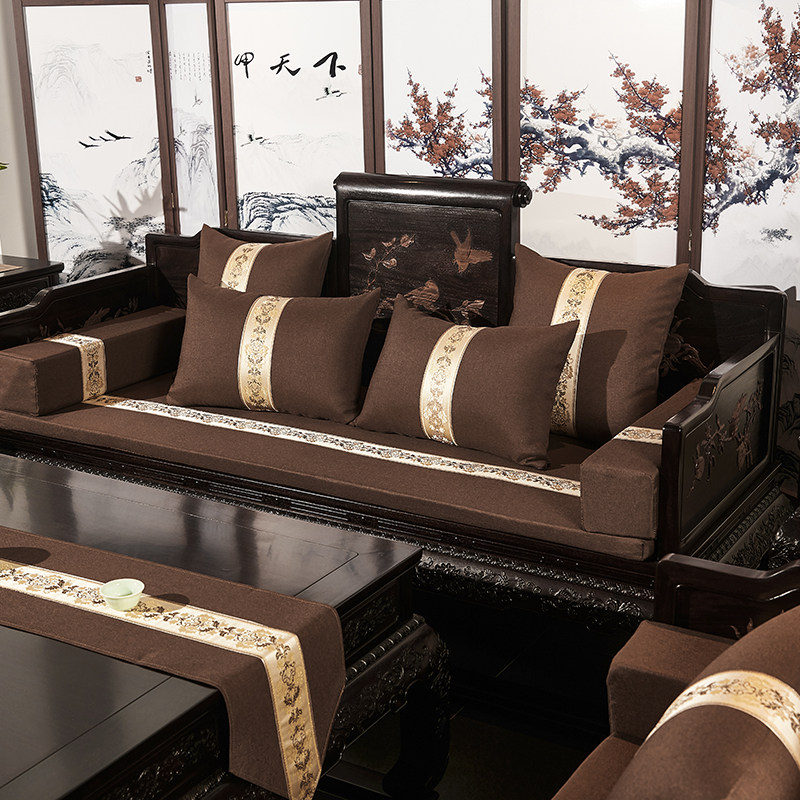 红木沙发坐垫亚麻海绵新中式椅垫餐椅太师椅罗汉床定制防滑可拆洗,淘宝优惠券,粉丝福利购,淘宝优惠卷