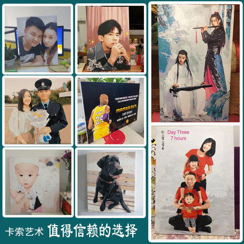 diy数字油画填充定制油彩减压照片人物手绘丙烯画画填色装饰画 - 图0