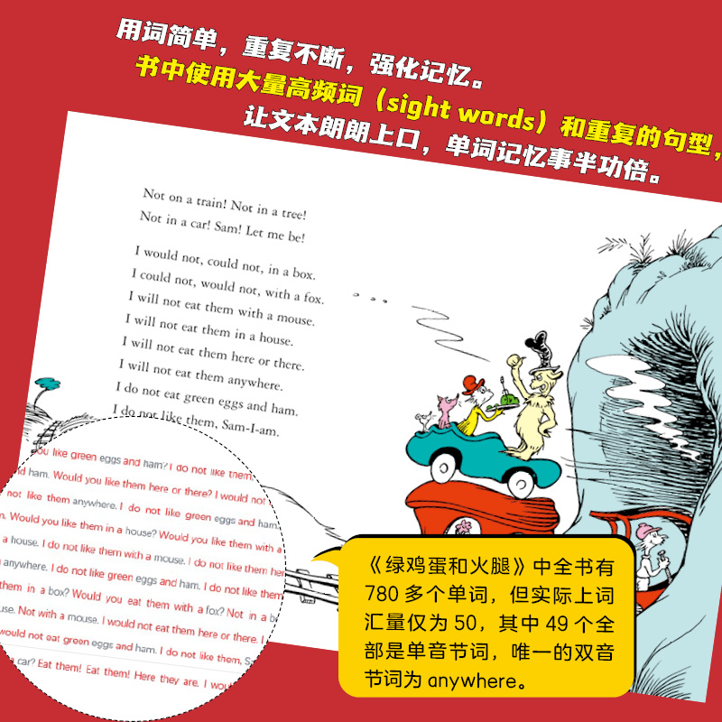 【赠飞行棋桌游+扫码听音频】苏斯博士经典双语磨耳朵全6册3-8岁宝宝儿童英语启蒙识字书发音拼读地道英语表达戴低年级小学生书籍-图2