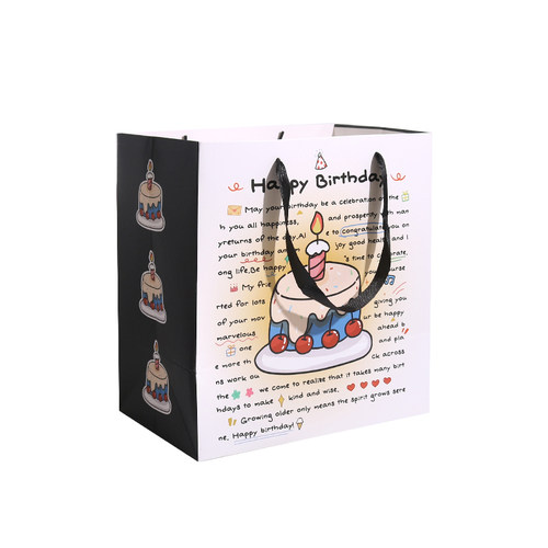 ins生日蛋糕礼品袋大号礼物包装袋手提纸袋加厚白卡收纳袋带卡片 - 图3