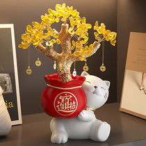 Fortune-making Tree Merchants Cat Swing Piece Opening TV Cabinet Light Extravagant Upfront Living-room Home Ornament Jo Relocation New Residence Gift