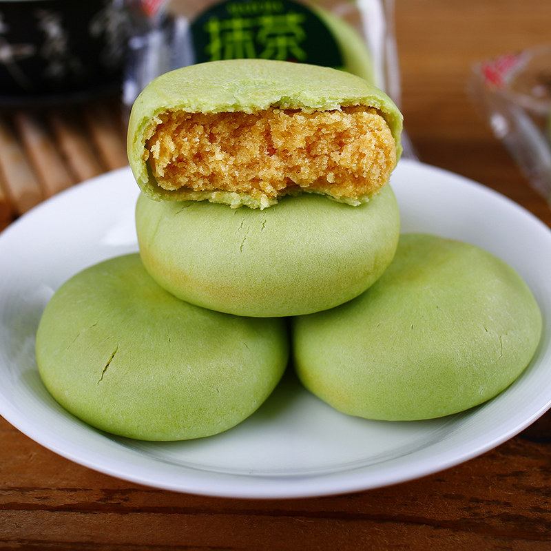 千丝抹茶绿豆饼整箱心早餐网红面包 腾趣食品专营传统糕点