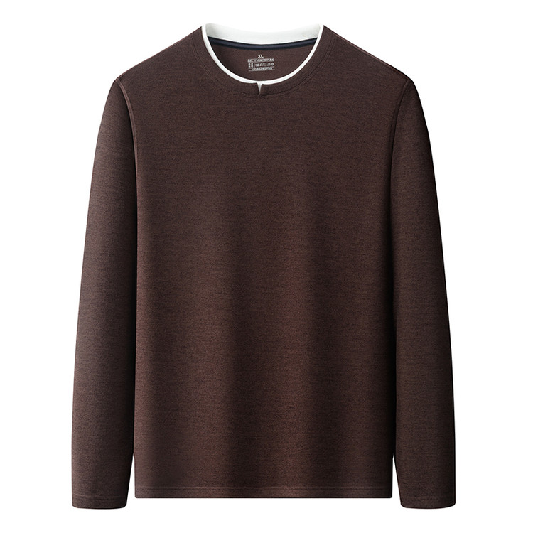 Classic car men's fake two piece long round neck