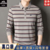 Classic car long sleeve lapel striped polo