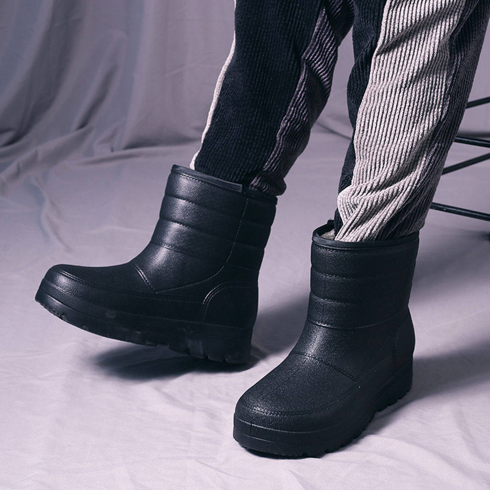 加绒雪地靴防滑保暖防水雨靴学生冬季eva一体鞋厨房洗衣