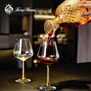 ເຄື່ອງ decanter ແກ້ວເຫຼົ້າແວງສີແດງເອີຣົບຕັ້ງຄົວເຮືອນໄປເຊຍກັນຄລາສສິກ goblet ທ້ອງໃຫຍ່ burgundy ຈອກ Jinshan decanter
