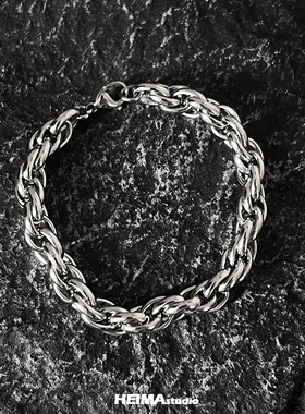 龙骨链不掉色欧美嘻哈hiphop手链男款小众设计钛钢潮银色手饰