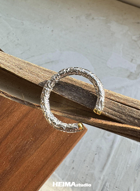 原创金箍棒素圈戒指男纯银