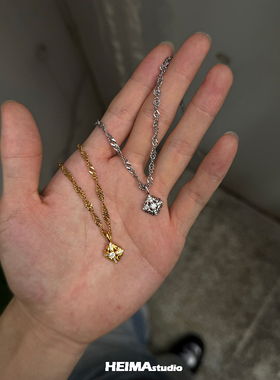 原创莫桑钻纯银十字花吊坠男女毛衣链小众轻奢鸢尾花项链高级感潮