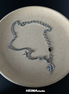 星月吊坠嘻哈潮流项链男