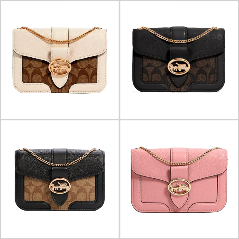 COACH 蔻驰 GEORGIE 女士链条斜挎包单肩包 金属马车标