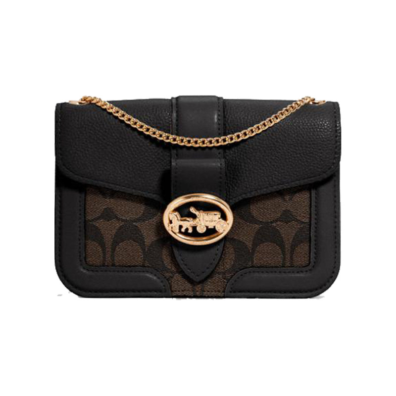 COACH 蔻驰 GEORGIE 女士链条斜挎包单肩包 金属马车标
