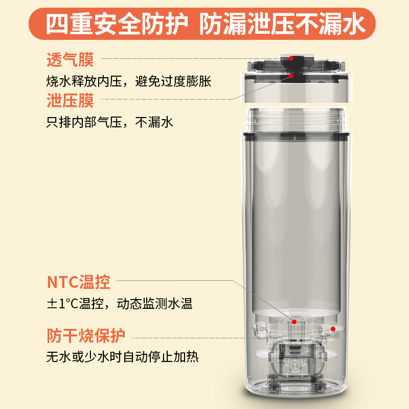 荣事达便携式烧水壶杯旅行恒温烧水壶电热水壶保温调奶器冲奶神器