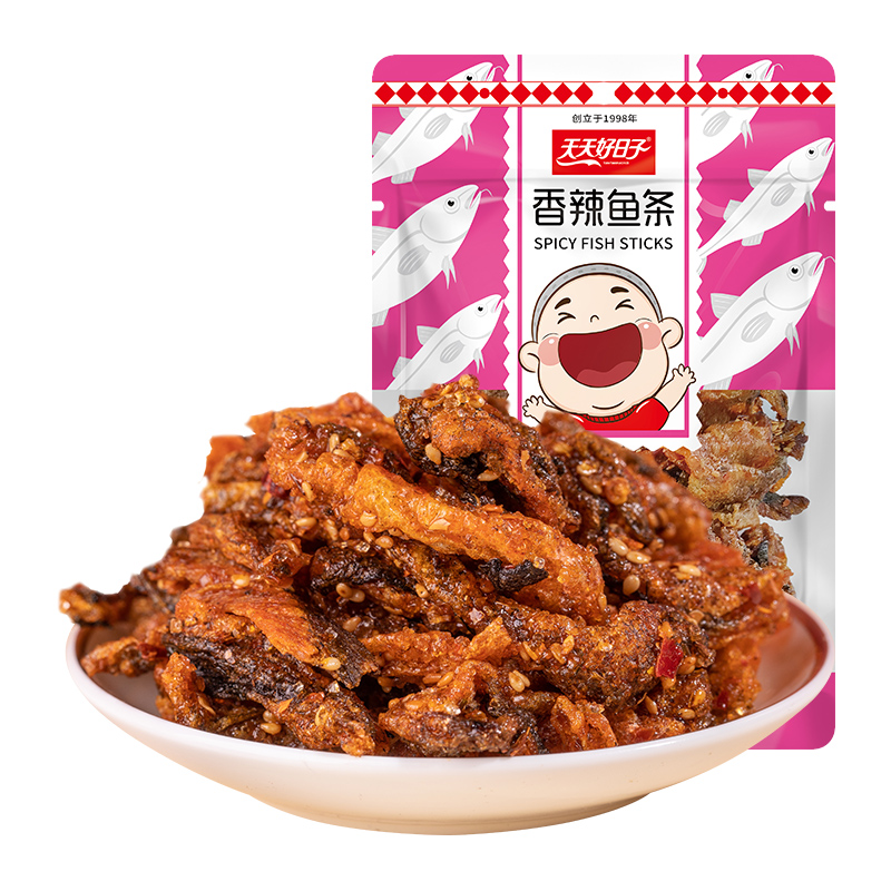 好日子食品专营店即食香辣鱼皮麻辣鱼皮海鲜零食鱼干小吃网红零食1
