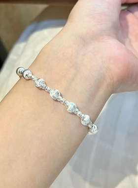 拉丝猫眼转运珠S925纯银手链女生轻奢小众精致高级感手饰生日礼物