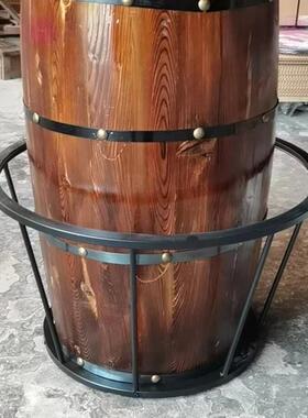 供应特色创意圆形碳化木实木酒桶吧台桌子酒吧桌椅实木家具