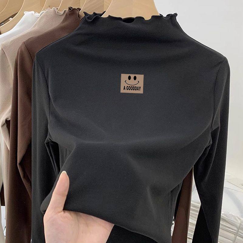 女童德绒t恤秋冬新款洋气中大童半高领木耳边长袖内搭上衣打底衫,淘宝优惠券,粉丝福利购,淘宝优惠卷