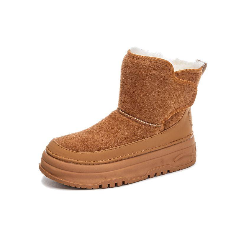 美拉德雪地靴女2025冬季真皮加绒保暖棉鞋厚底魔术贴休闲百搭短靴,淘宝优惠券,粉丝福利购,淘宝优惠卷