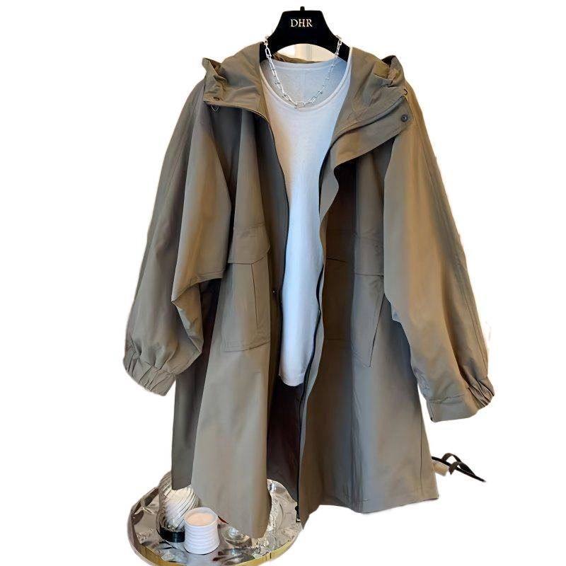高级春秋款2025气质新款连帽宽松休闲中长款风衣外套女小众上衣,淘宝优惠券,粉丝福利购,淘宝优惠卷