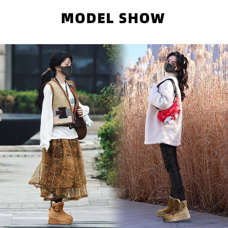 美拉德雪地靴女2025冬季真皮加绒保暖棉鞋厚底魔术贴休闲百搭短靴,淘宝优惠券,粉丝福利购,淘宝优惠卷